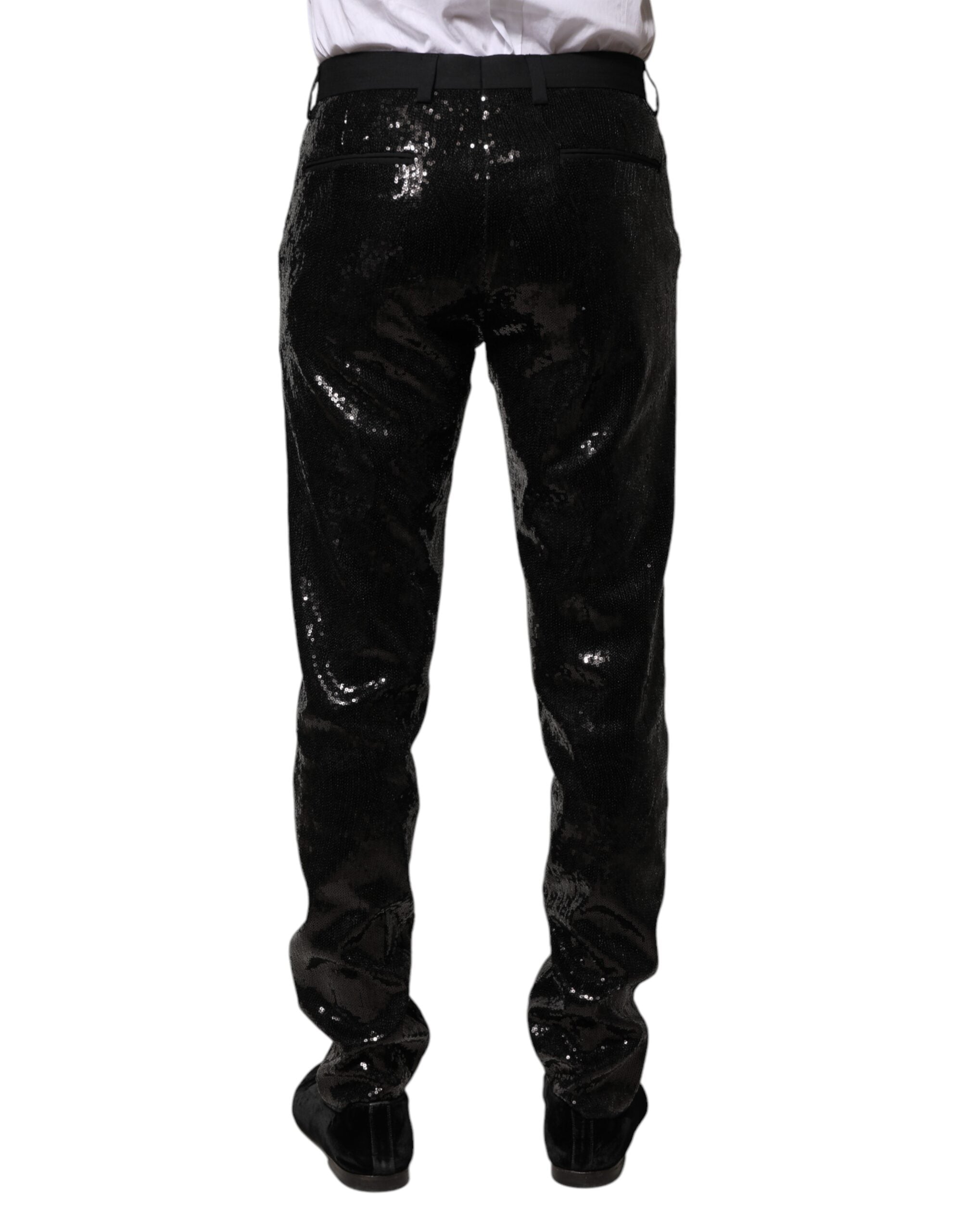 Dolce &amp; Gabbana Schwarze Hose mit Paillettenverzierung