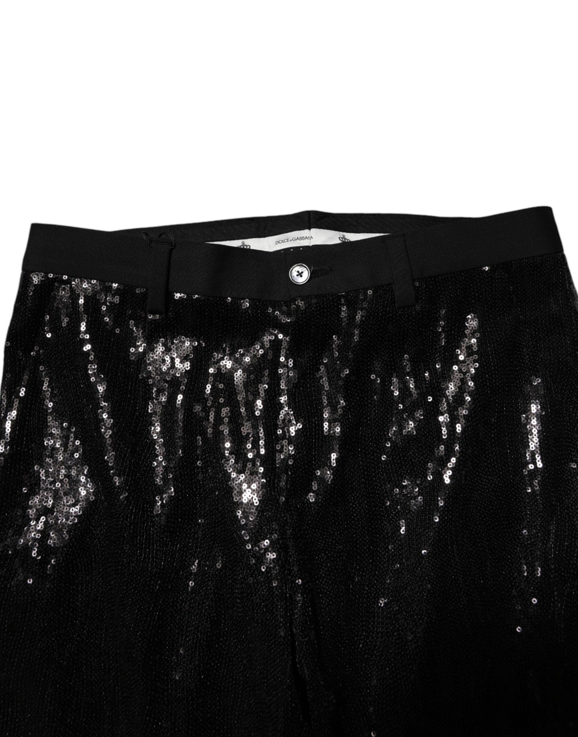 Dolce &amp; Gabbana Schwarze Hose mit Paillettenverzierung