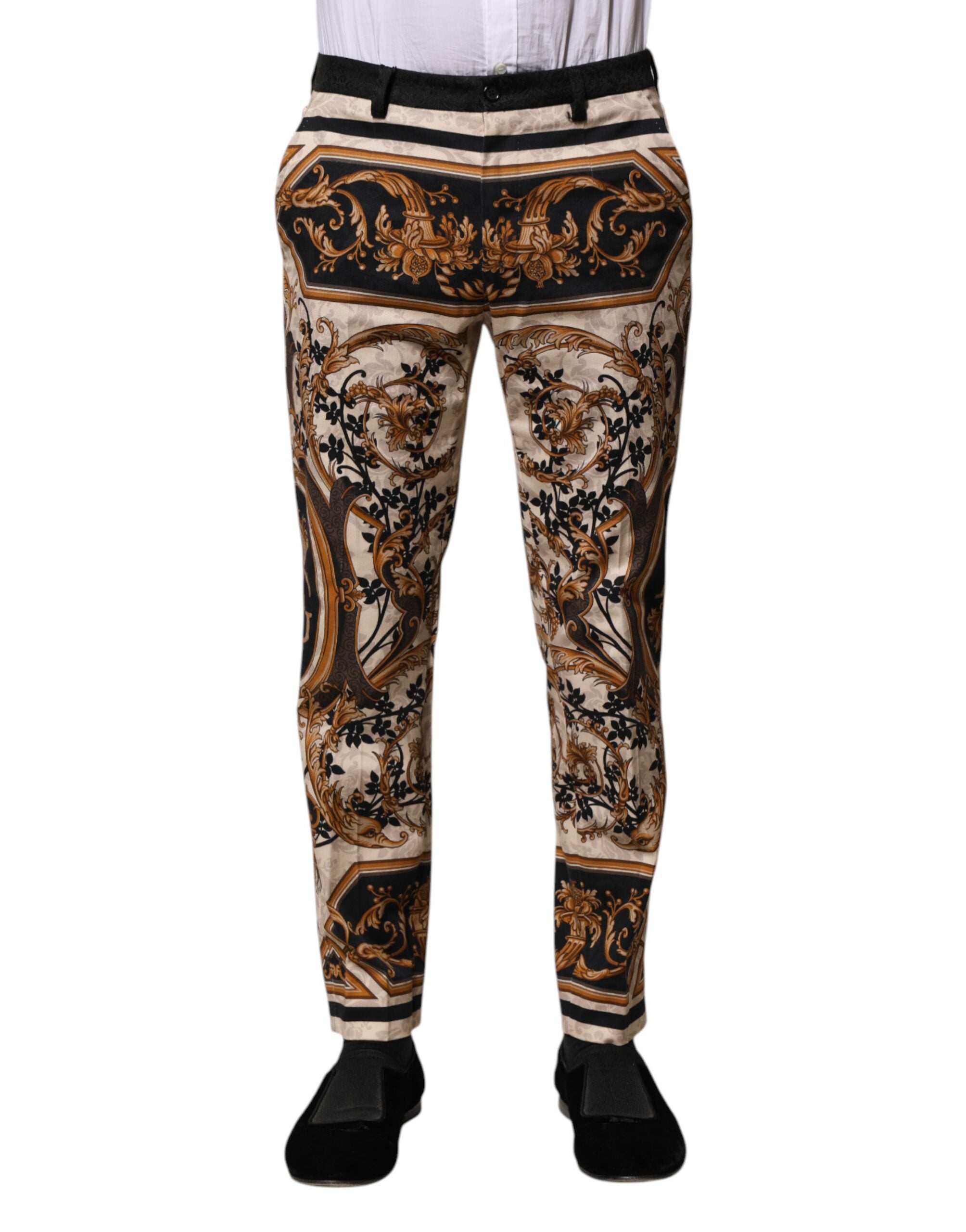 Pantaloni eleganți cu imprimeu floral multicolor Dolce &amp; Gabbana