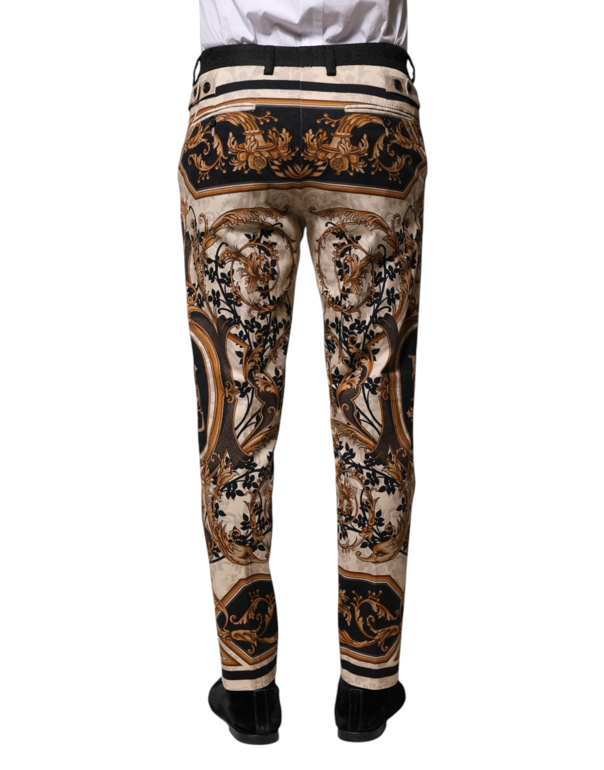 Pantaloni eleganți cu imprimeu floral multicolor Dolce &amp; Gabbana