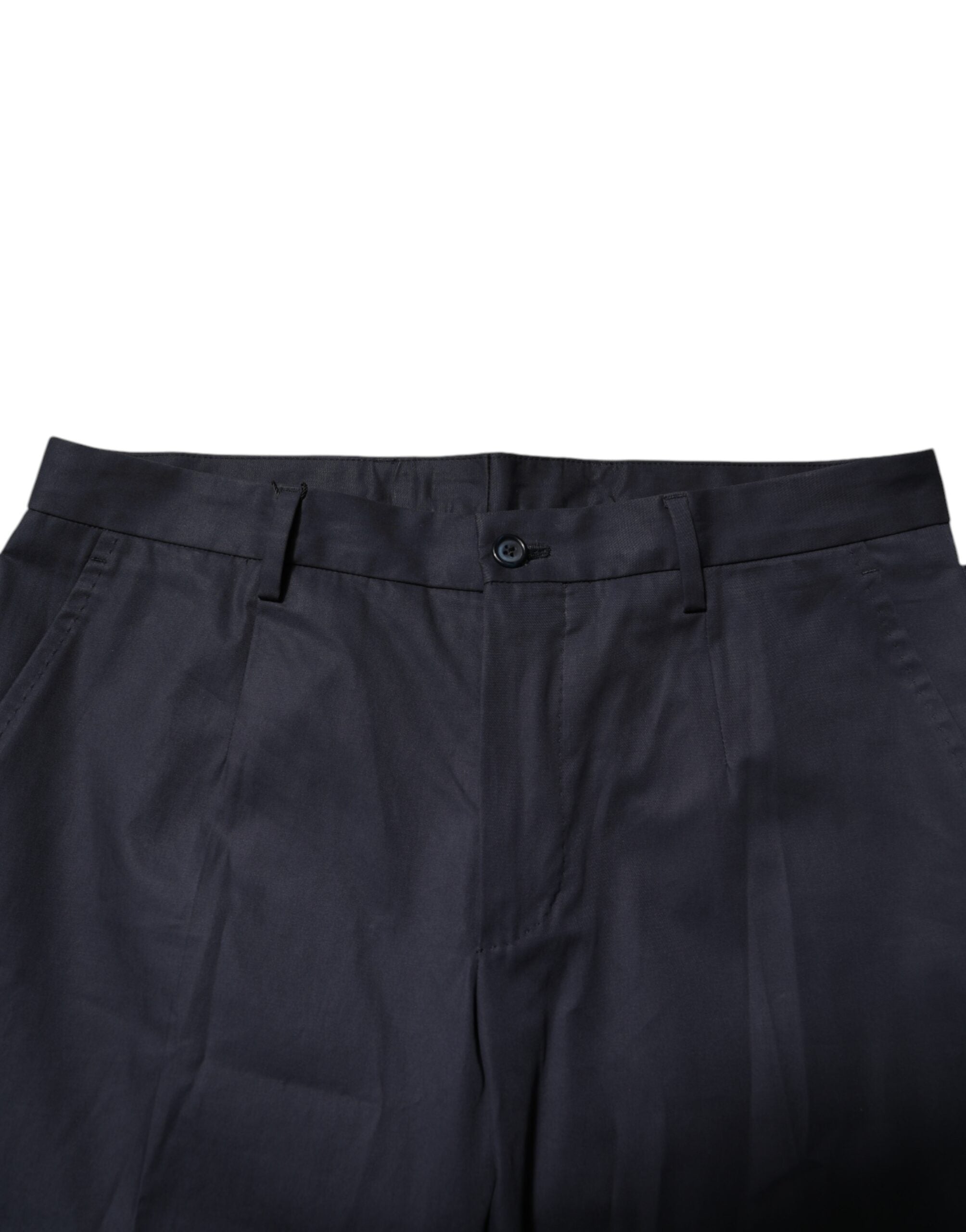 Pantaloni eleganti din bumbac albastru închis Dolce &amp; Gabbana