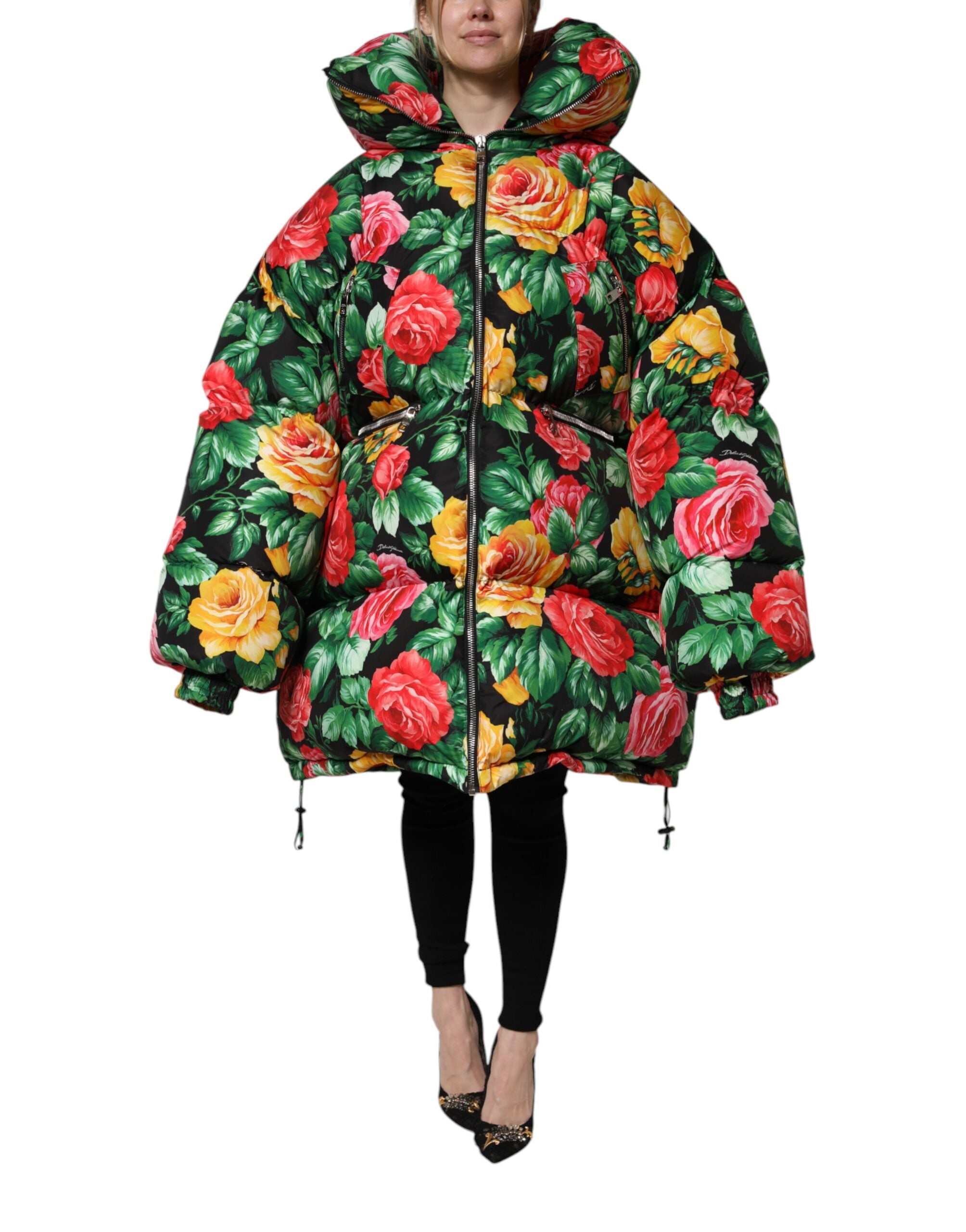 Dolce &amp; Gabbana – Pufferjacke mit Kapuze und mehrfarbigem Blumenmuster