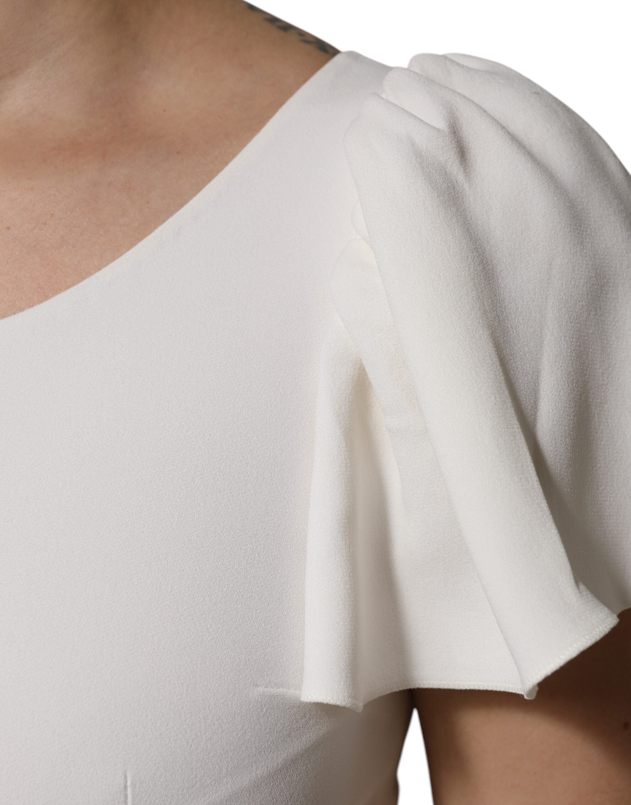 Dolce &amp; Gabbana – Weißes Viskose-Oberteil mit Rundhalsausschnitt und kurzen Ärmeln
