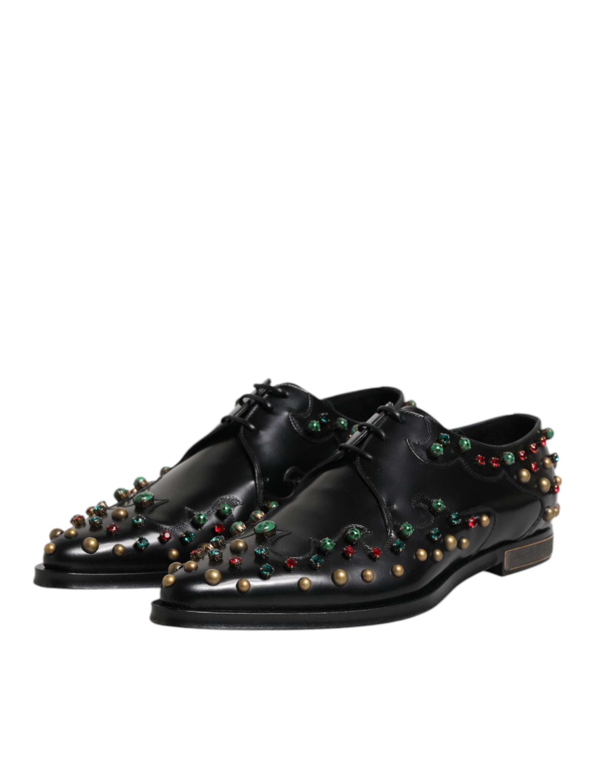 Dolce &amp; Gabbana – Derby-Schuhe aus schwarzem Leder mit Nieten