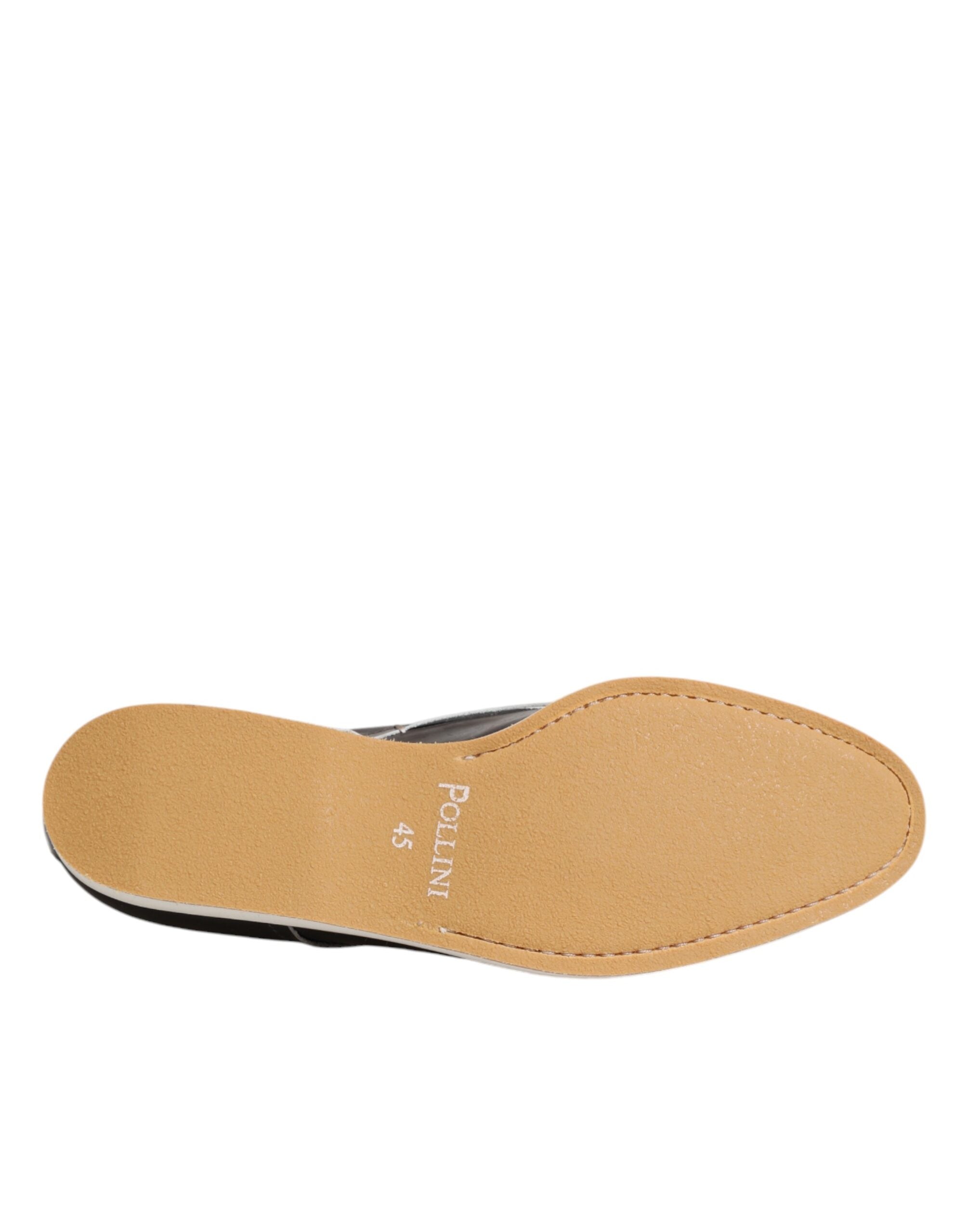 Pantofi eleganti Pollini Derby din piele maro închis, cu șireturi