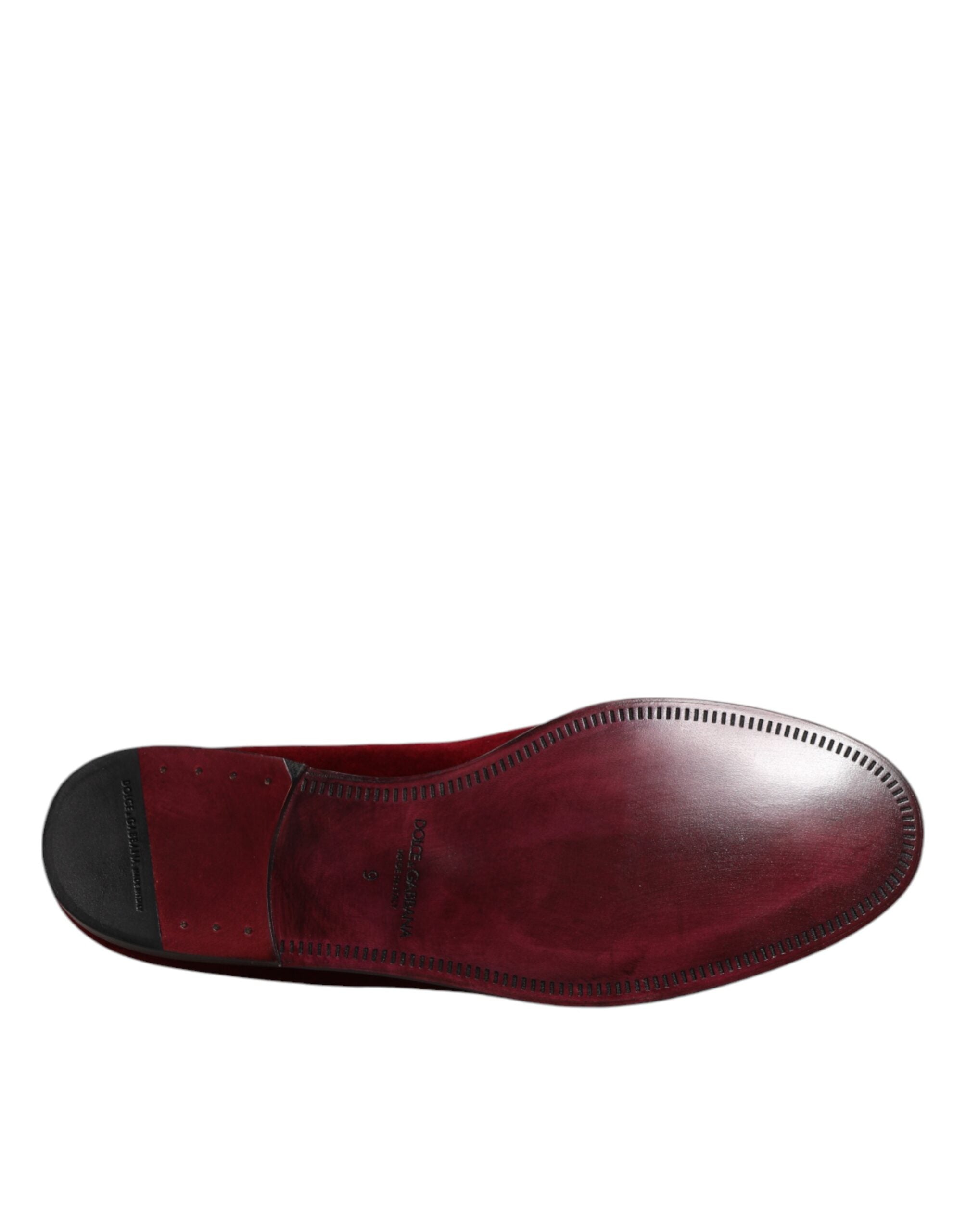 Dolce &amp; Gabbana – Slipper aus rotem Baumwollsamt, formelle Schuhe