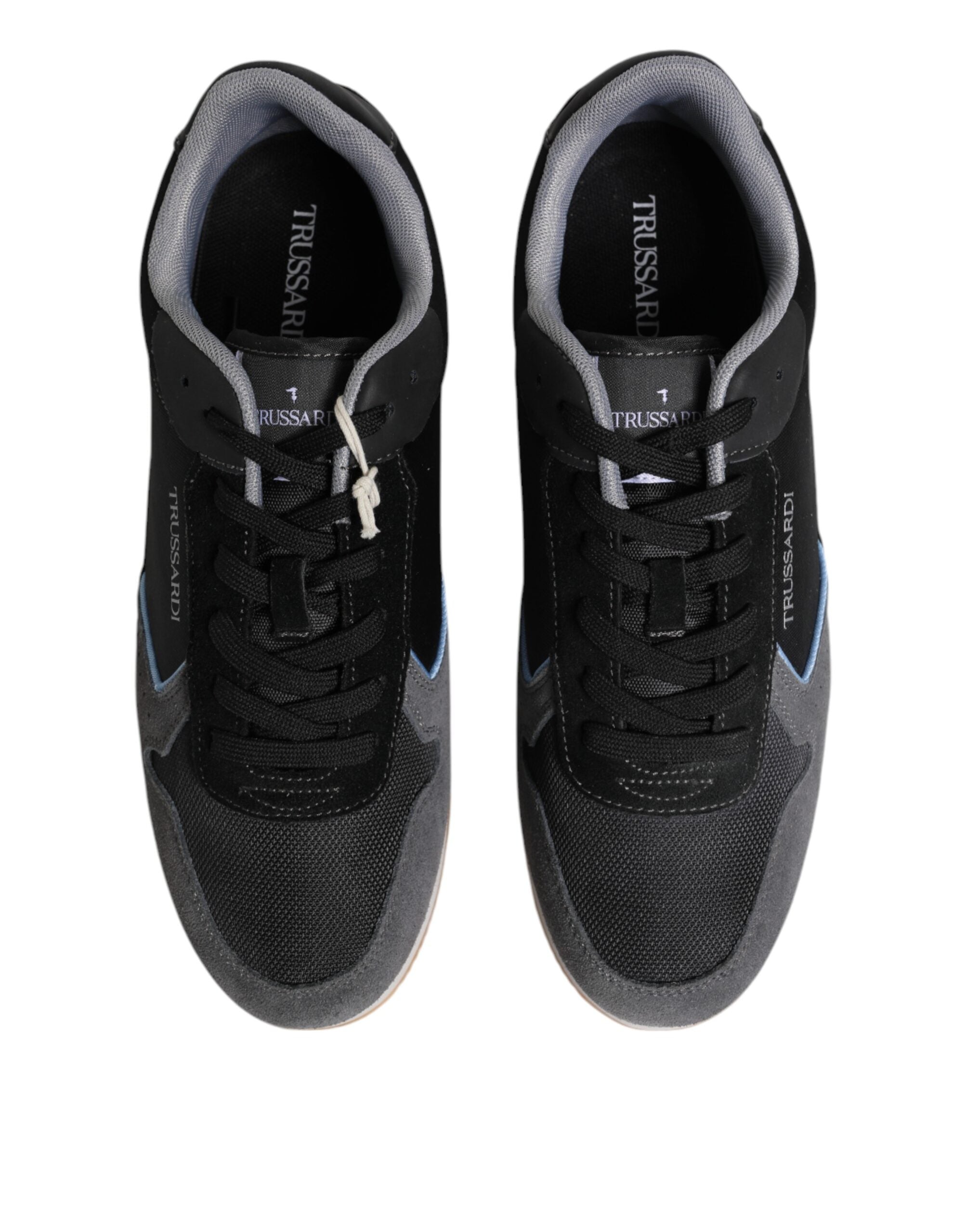 Trussardi – Schwarze, graue Schnürschuhe mit niedrigem Oberteil und Freizeitschuhen