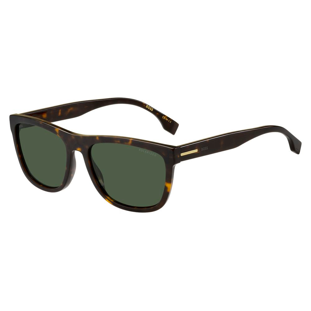 Hugo Boss – Braune Sonnenbrille aus Kalbshaar