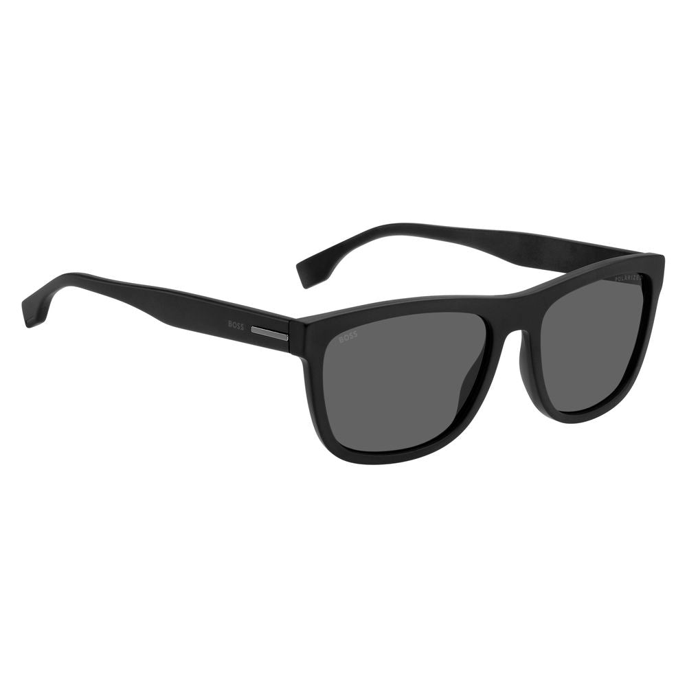 Hugo Boss – Schwarze Sonnenbrille aus Kalbshaar