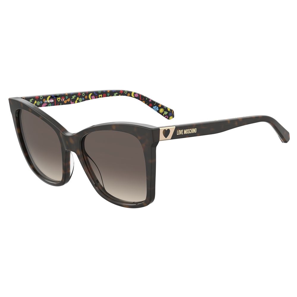 Love Moschino – Braune Sonnenbrille aus Kalbshaar