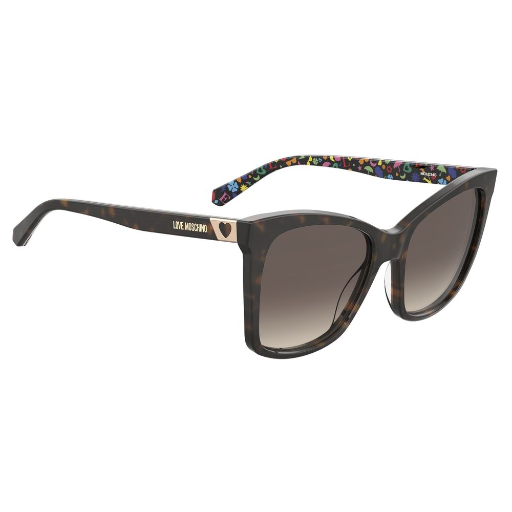 Love Moschino – Braune Sonnenbrille aus Kalbshaar