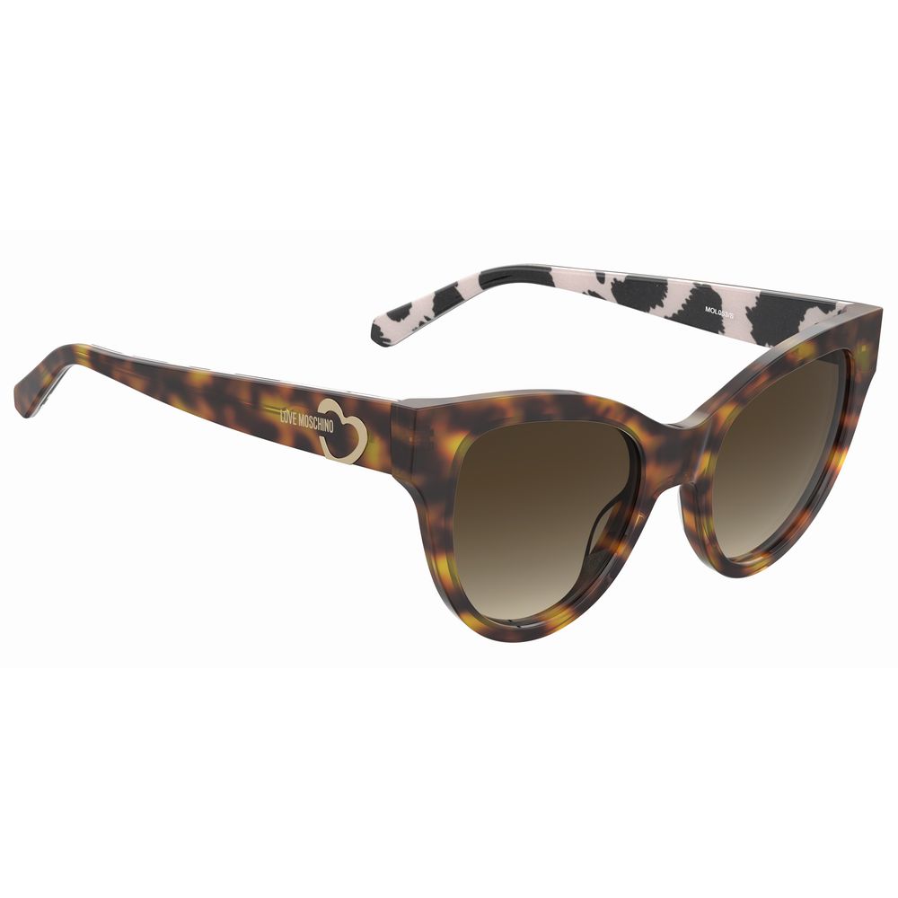 Love Moschino – Braune Sonnenbrille aus Kalbshaar