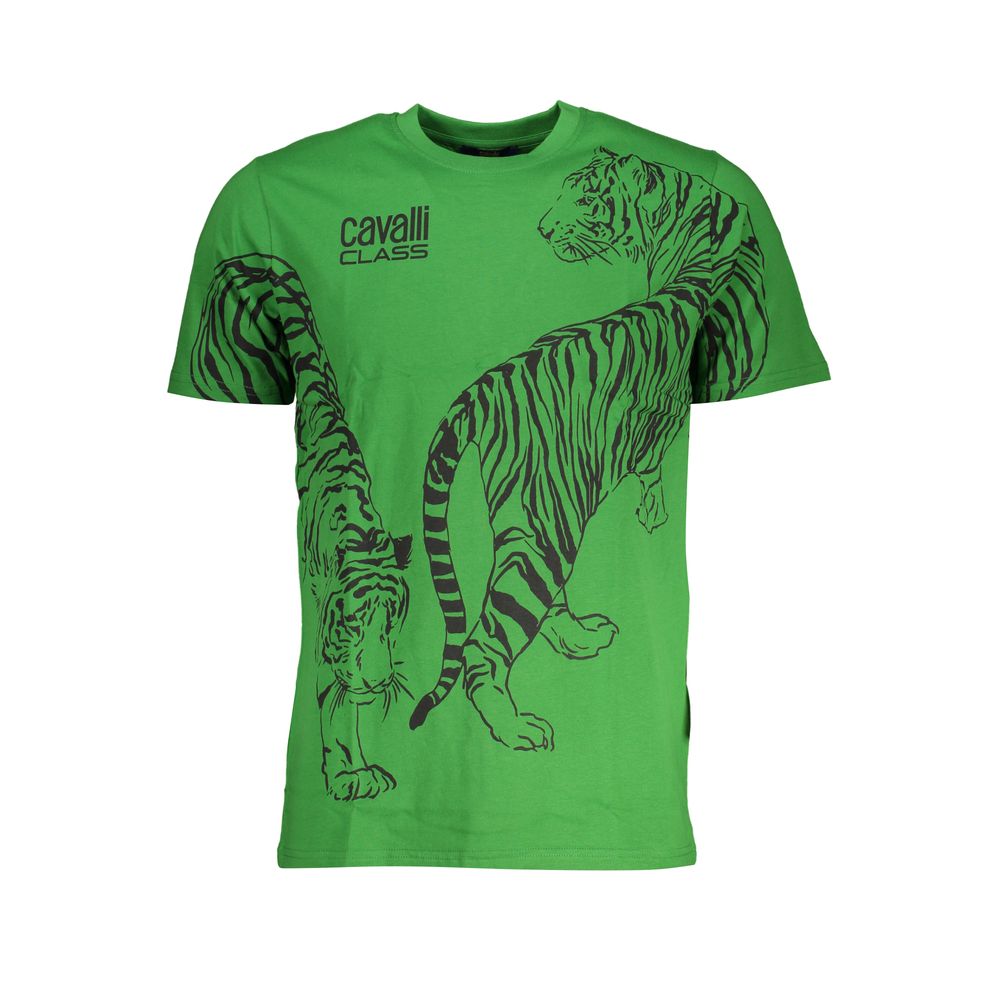 Tricou Cavalli Class verde din bumbac