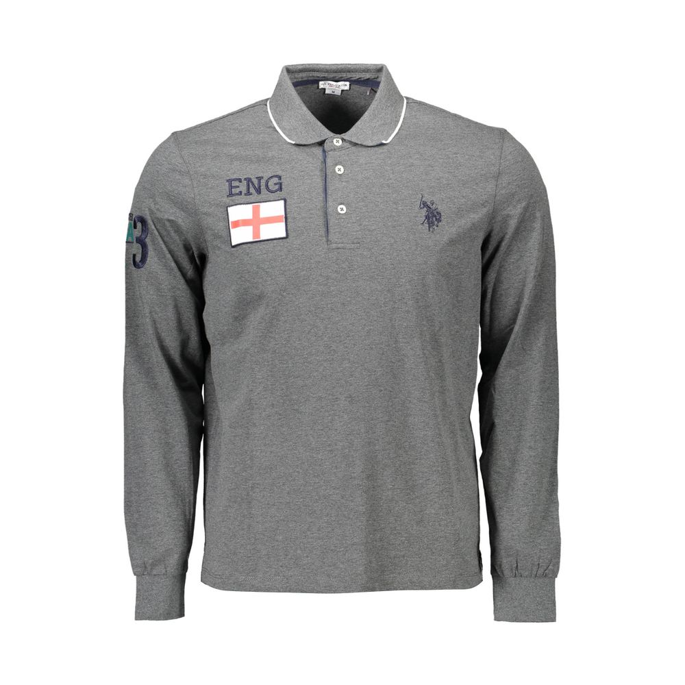 Tricou polo gri din bumbac pentru bărbați US POLO ASSN.