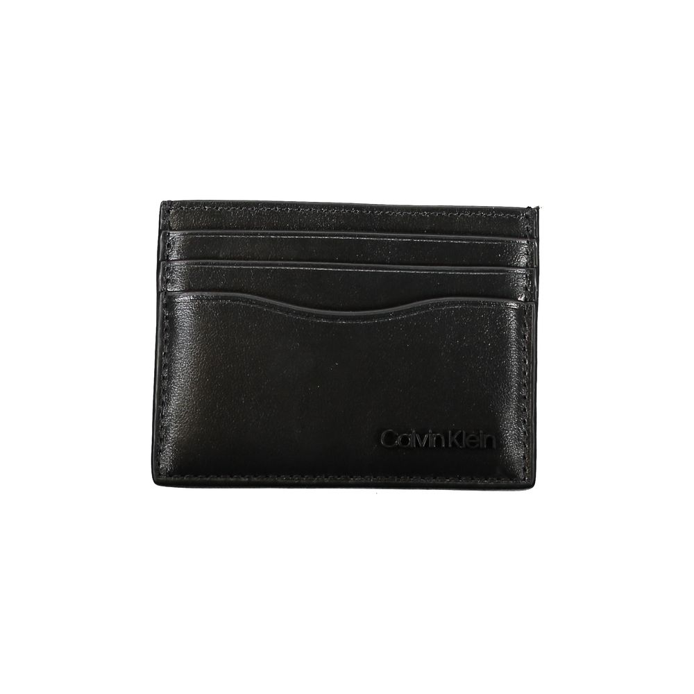 Calvin Klein Geantă elegantă din piele neagră pentru carduri