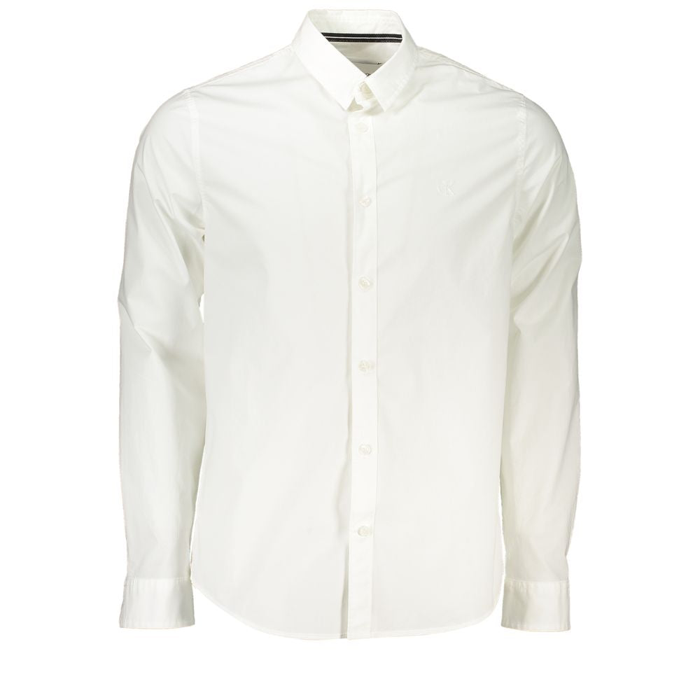 Calvin Klein – Elegantes, langärmliges weißes Hemd in Slim Fit
