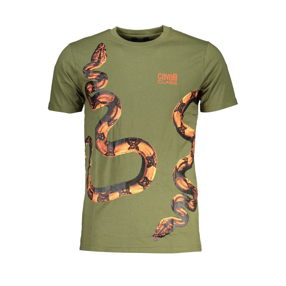 Tricou Cavalli Class verde din bumbac