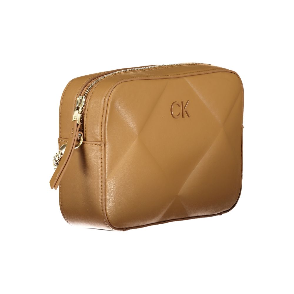 Geantă de mână Calvin Klein maro din poliester