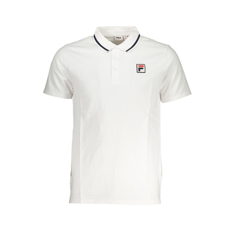 Tricou polo elegant din bumbac alb cu accente contrastante Fila