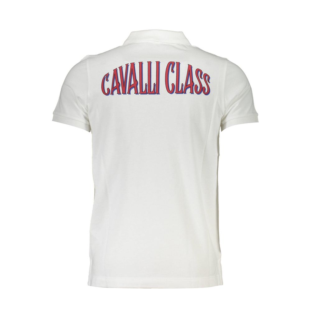 Tricou polo pentru bărbați Cavalli Class din bumbac alb