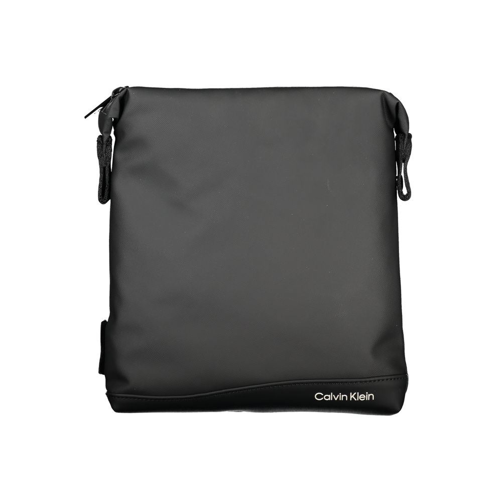 Geantă de umăr elegantă neagră Calvin Klein cu detalii contrastante