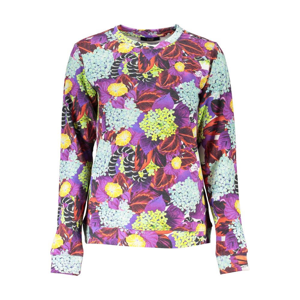 Cavalli Class Eleganter lila Pullover mit Rundhalsausschnitt