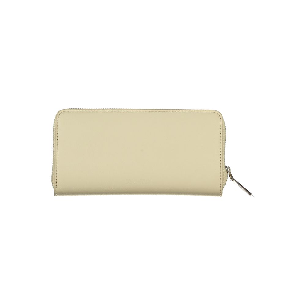 Portofel elegant Calvin Klein bej cu fermoar și blocare RFID