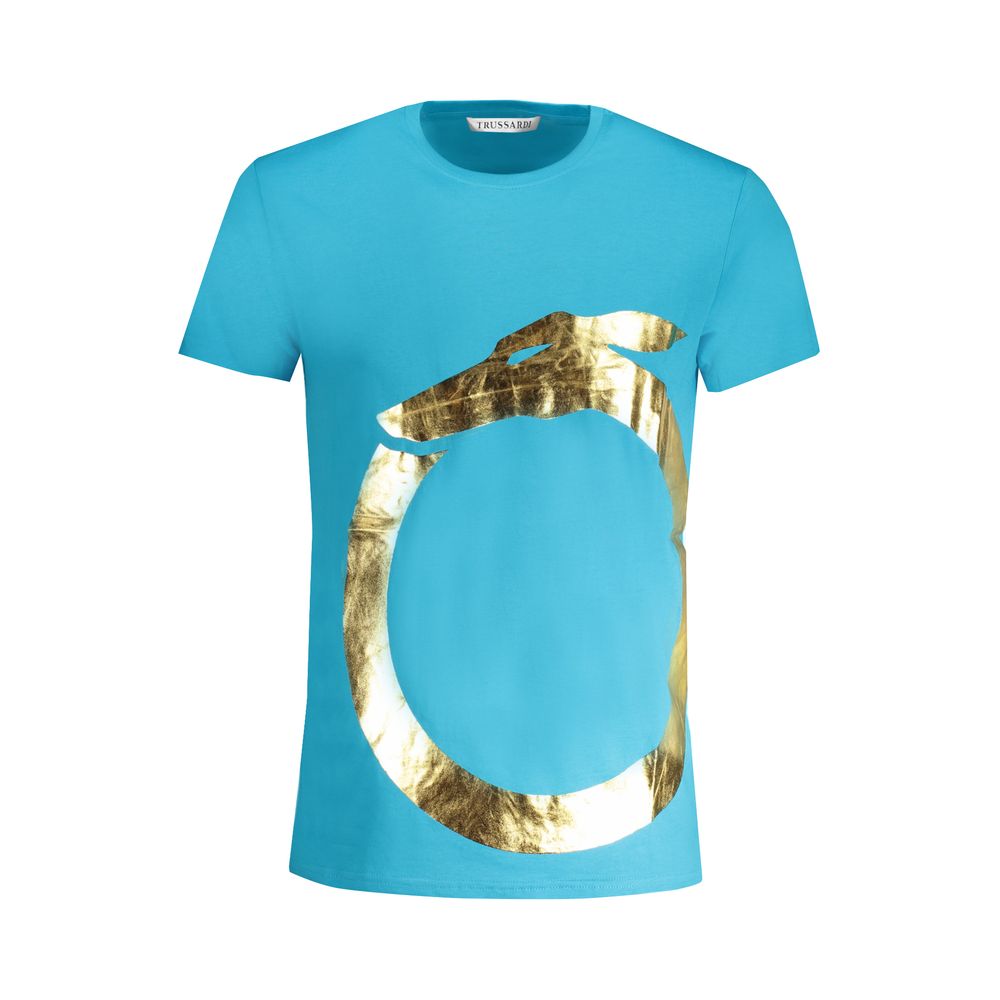Trussardi Hellblaues Herren-T-Shirt aus Baumwolle