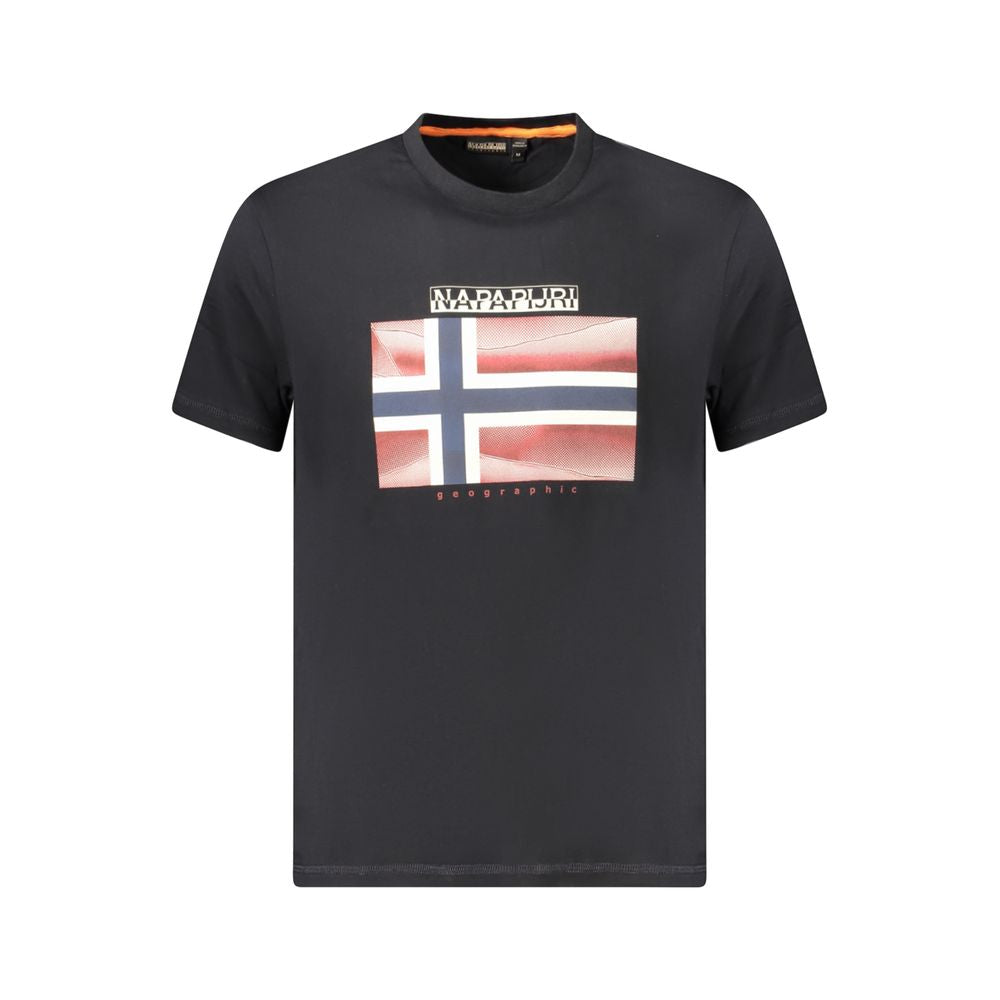 Napapijri Schwarzes Herren-T-Shirt aus Baumwolle