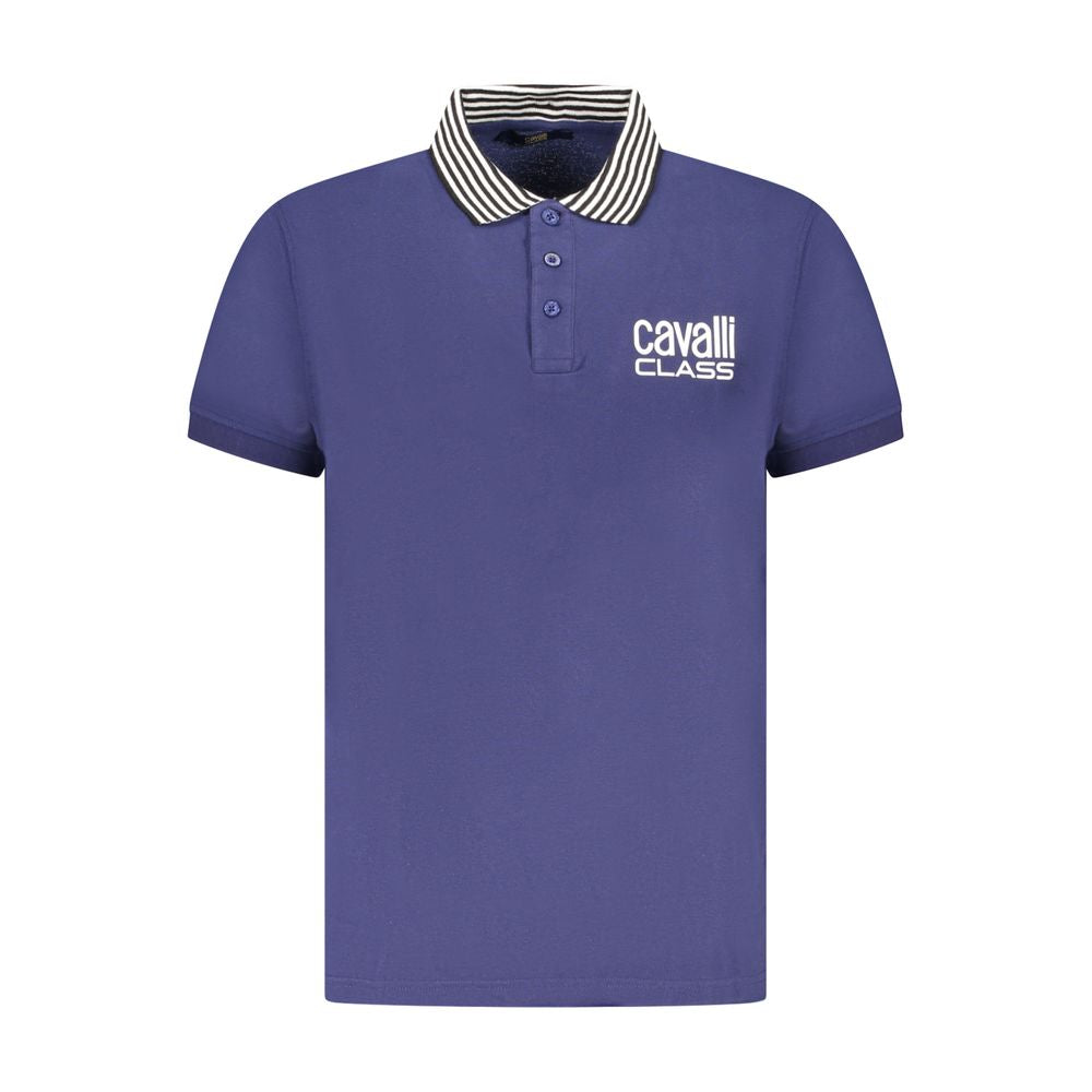 Cavalli Class Herren Poloshirt aus blauer Baumwolle