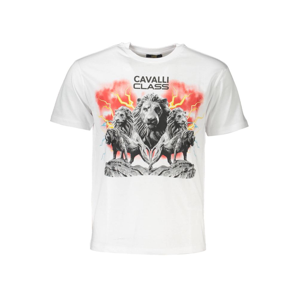 Tricou bărbătesc Cavalli Class din bumbac alb