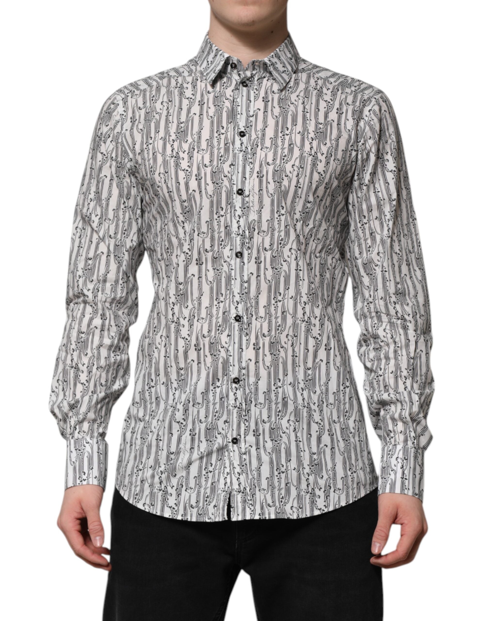 Dolce &amp; Gabbana – Lässiges Langarmhemd mit Blumenmuster in Weiß