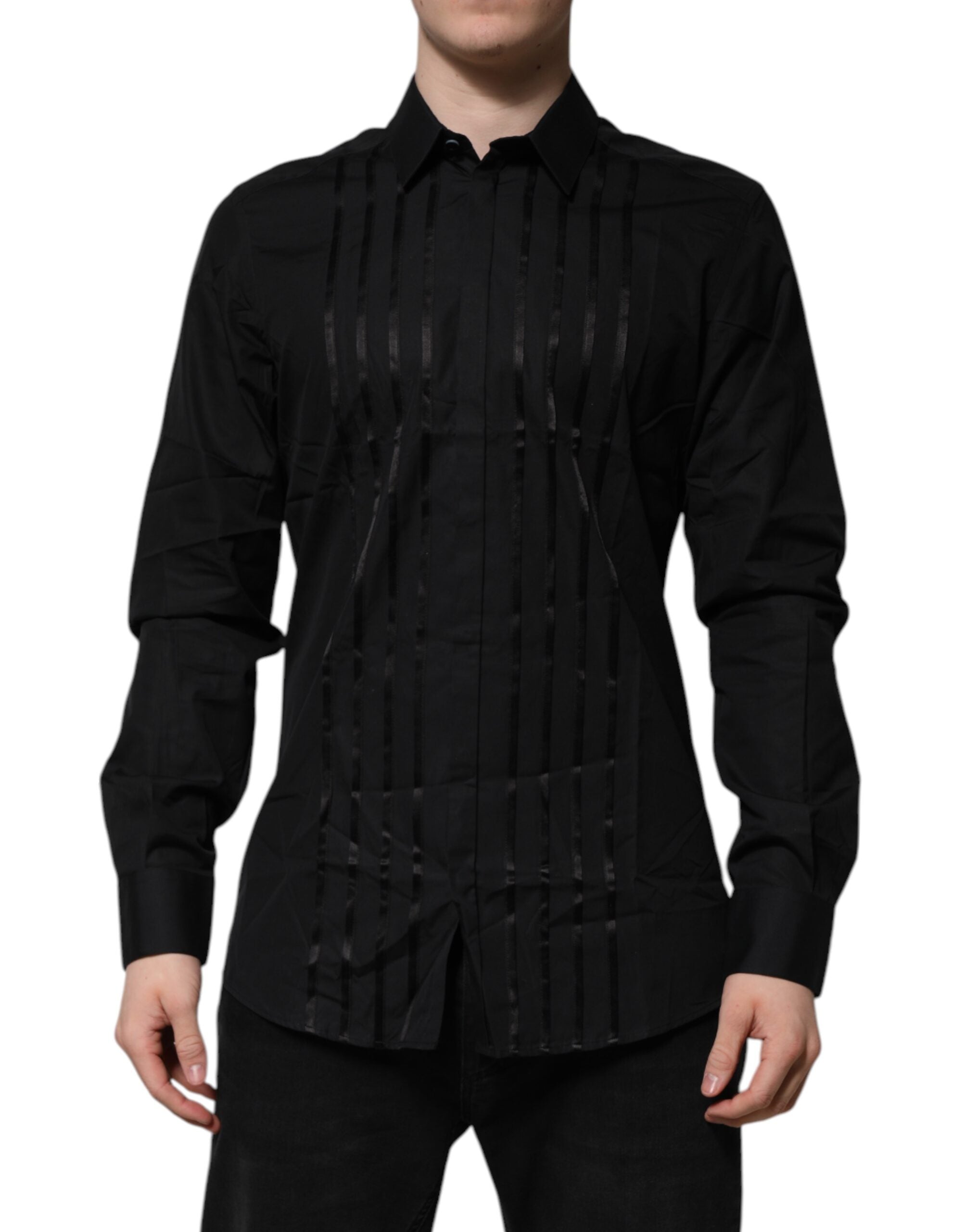 Dolce &amp; Gabbana Schwarzes GOLD Langarmhemd für Herren