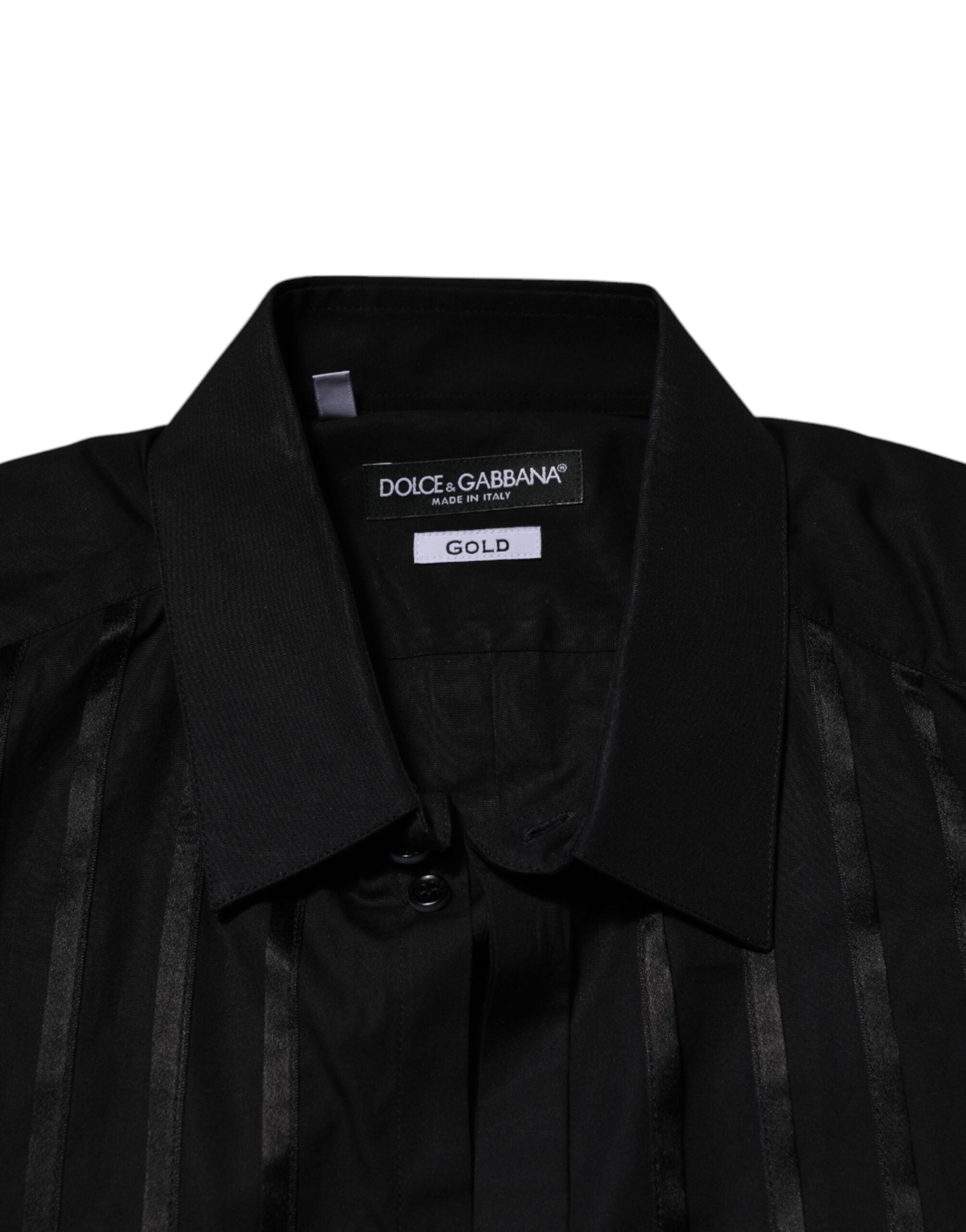 Dolce &amp; Gabbana Schwarzes GOLD Langarmhemd für Herren
