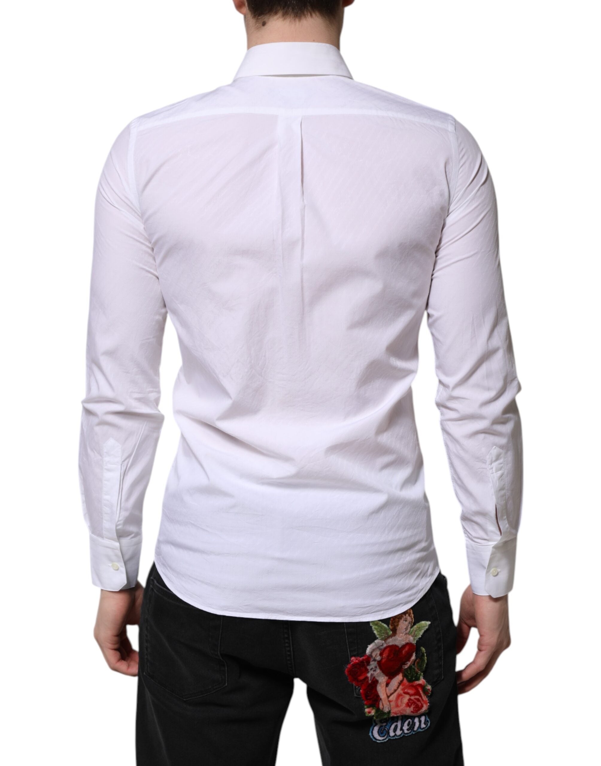 Dolce &amp; Gabbana Weißes MARTINI Langarmhemd aus Baumwolle