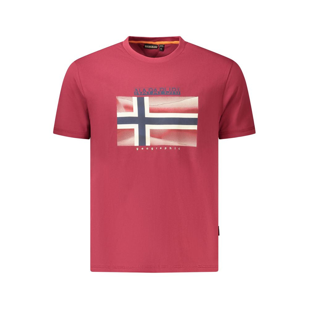 Napapijri Rotes Herren-T-Shirt aus Baumwolle