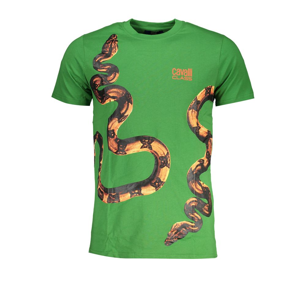 Tricou Cavalli Class verde din bumbac