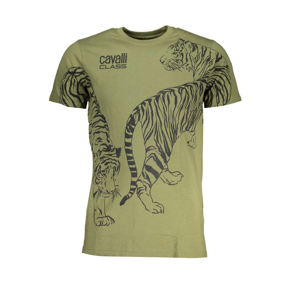 Tricou Cavalli Class verde din bumbac