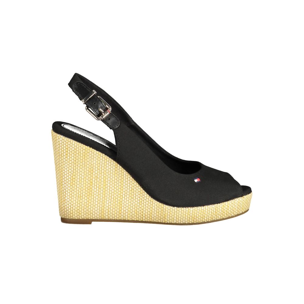 Sandale Tommy Hilfiger negre din bumbac pentru femei