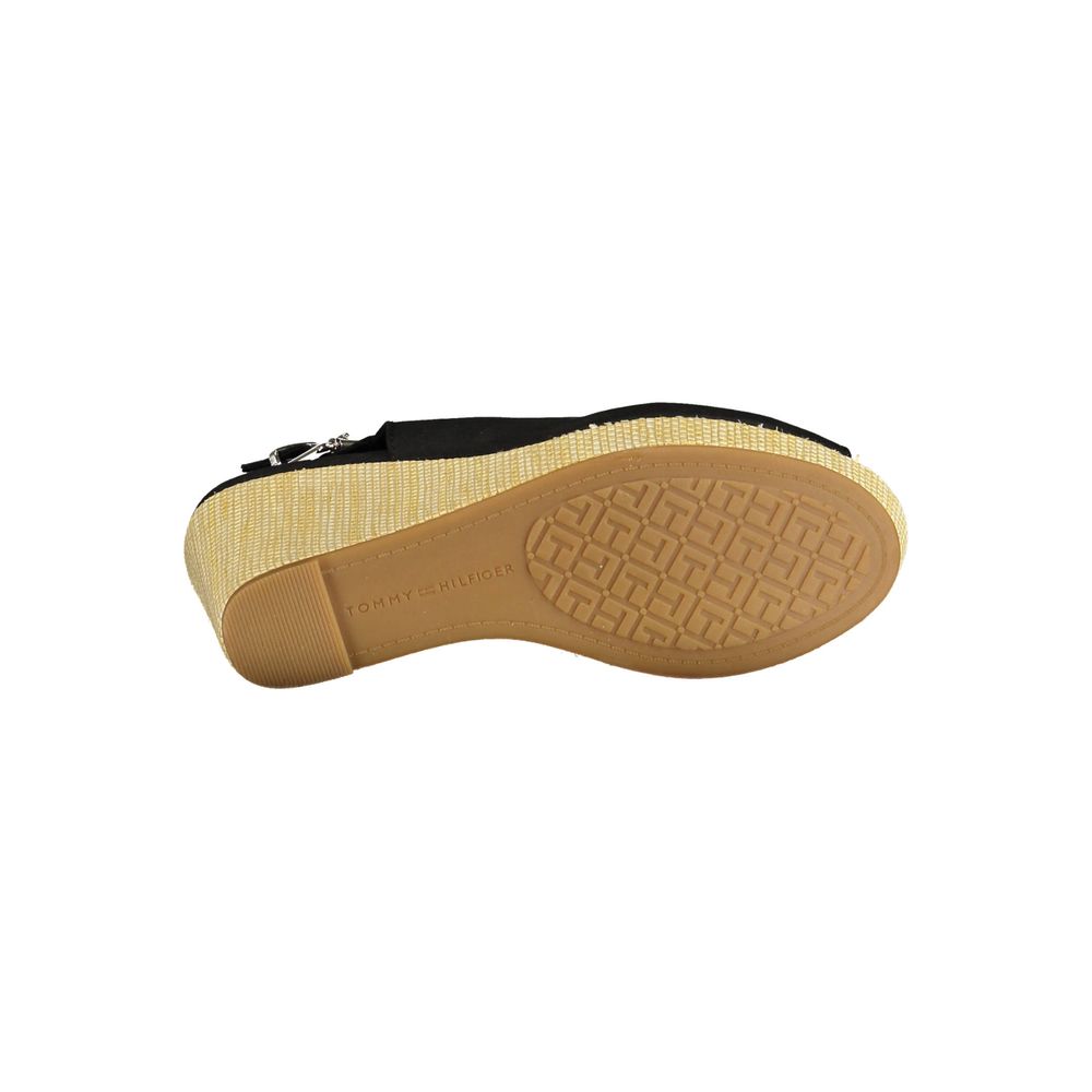 Sandale Tommy Hilfiger negre din bumbac pentru femei