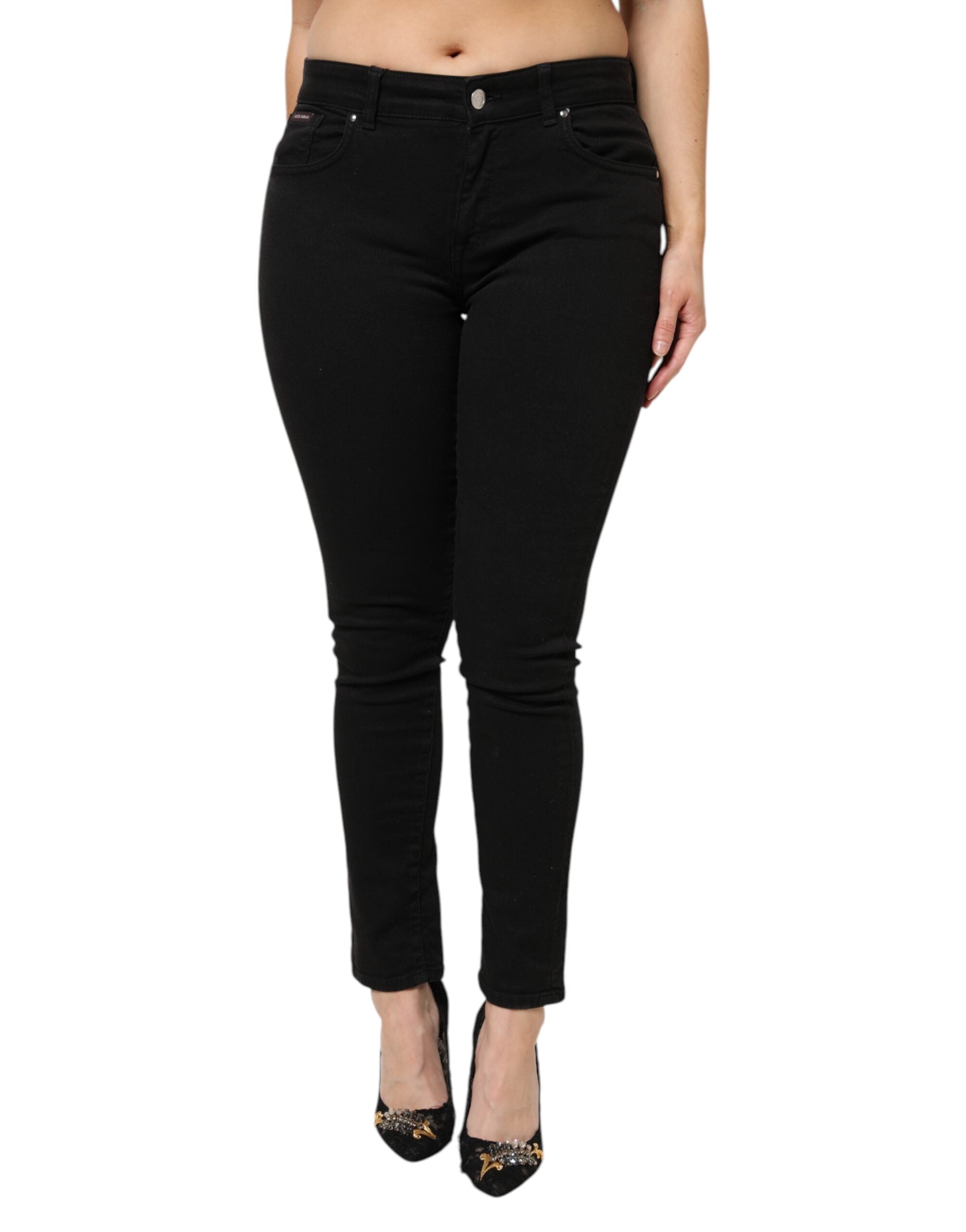 Dolce &amp; Gabbana Schwarze Jeans aus Baumwolldenim mit mittlerer Taille