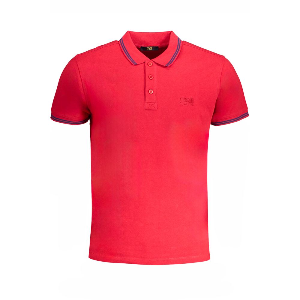 Tricou polo Cavalli Class roșu din bumbac