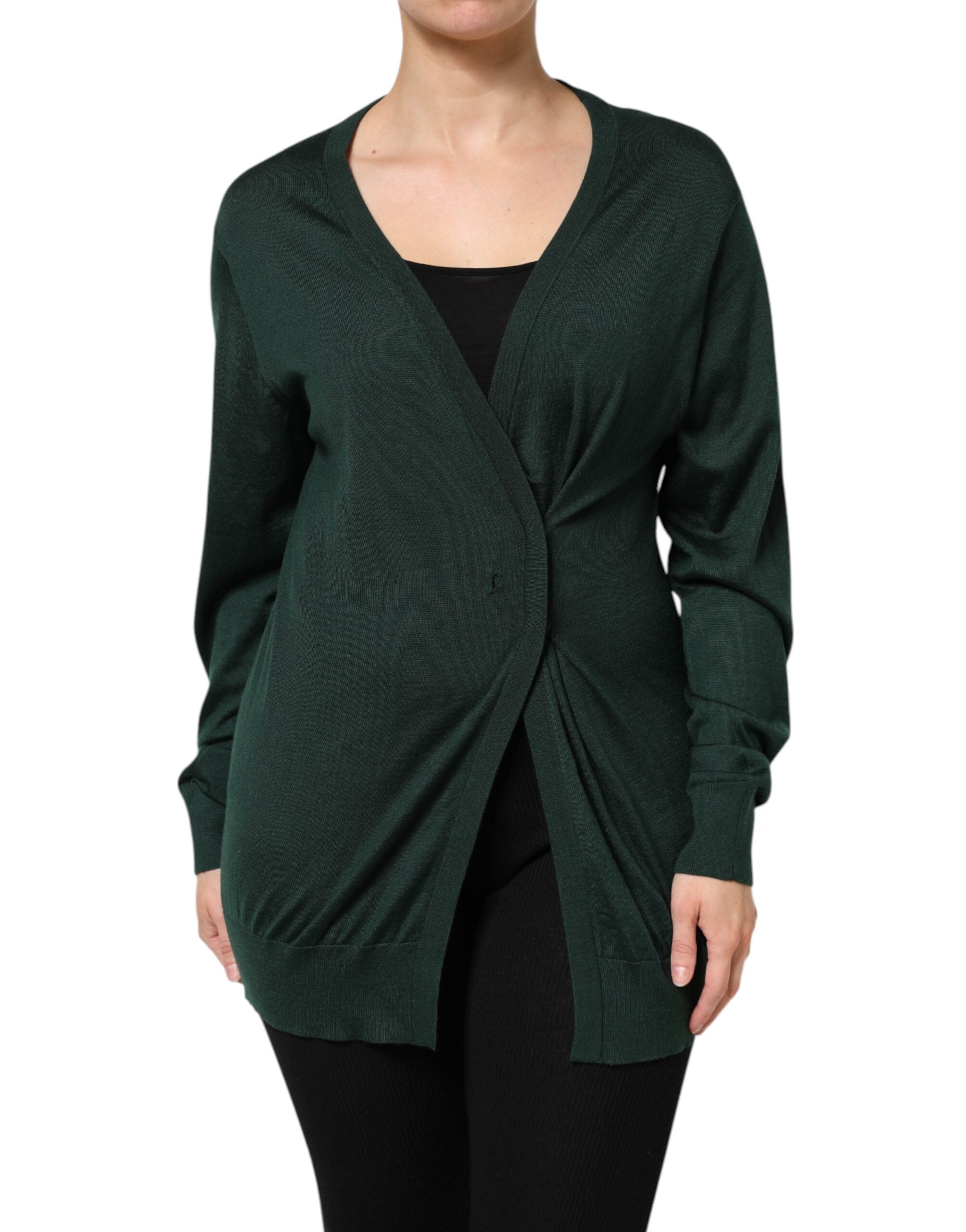 Dolce &amp; Gabbana Dunkelgrüner Cardigan aus Kaschmir und Seide