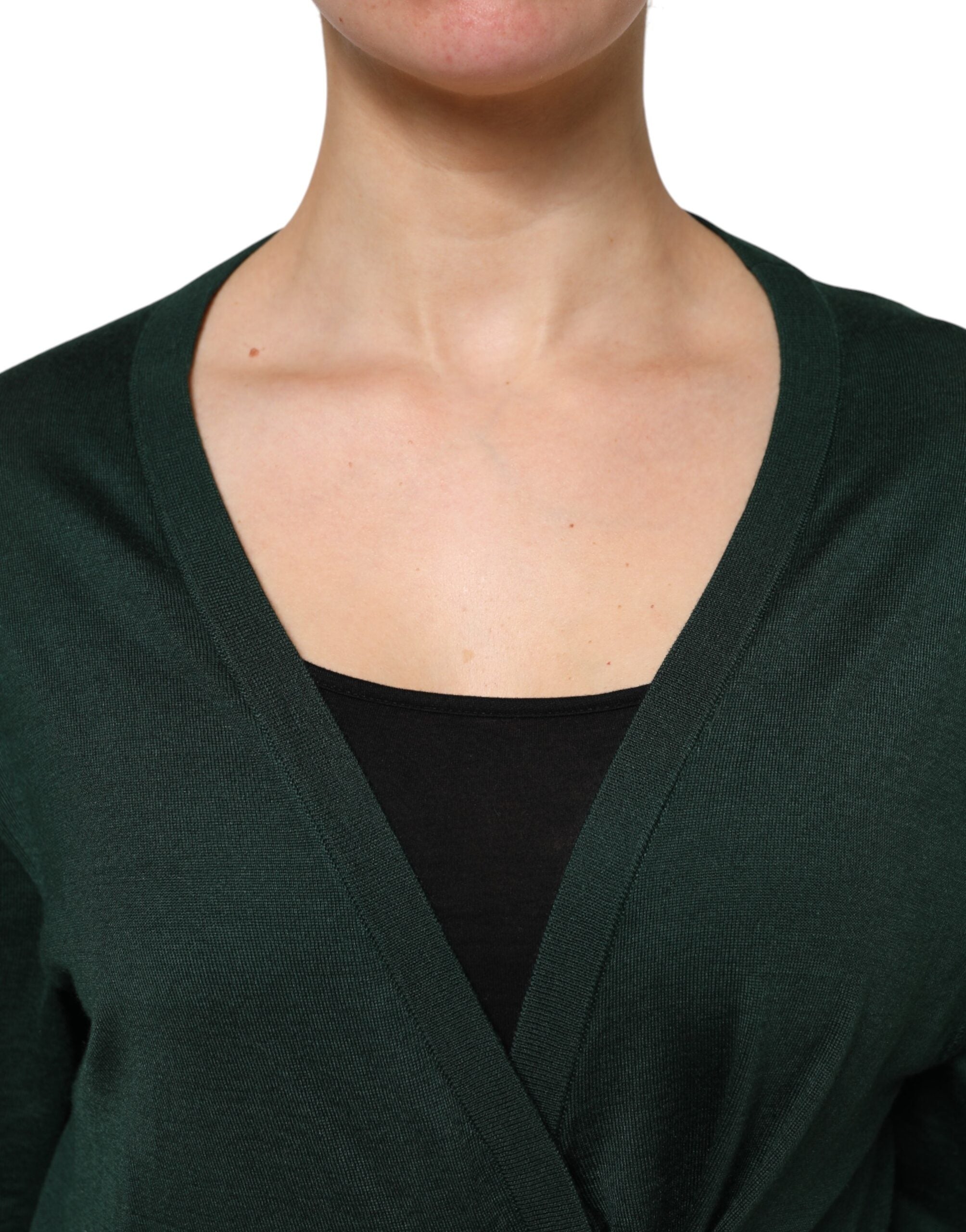 Dolce &amp; Gabbana Dunkelgrüner Cardigan aus Kaschmir und Seide