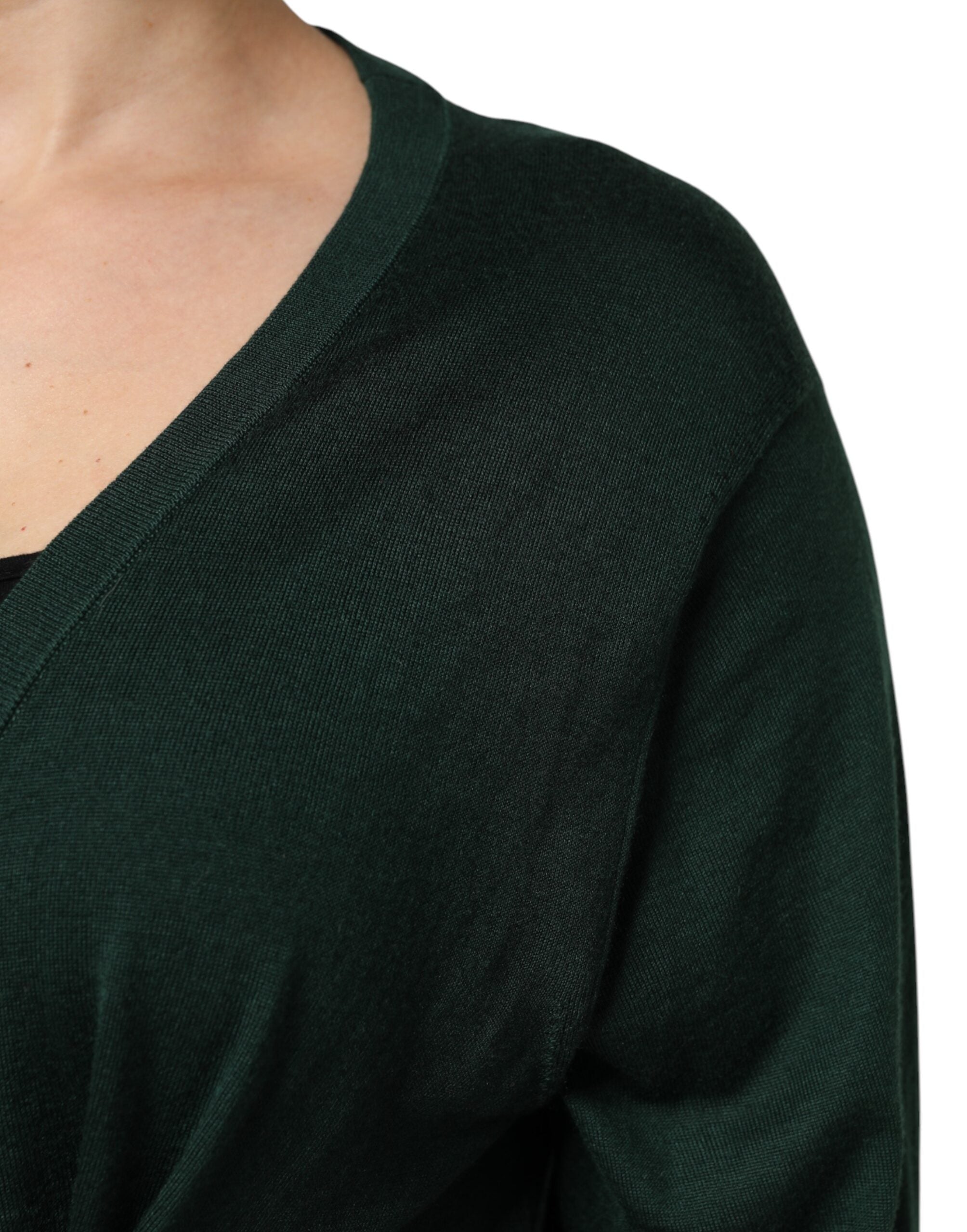 Dolce &amp; Gabbana Dunkelgrüner Cardigan aus Kaschmir und Seide