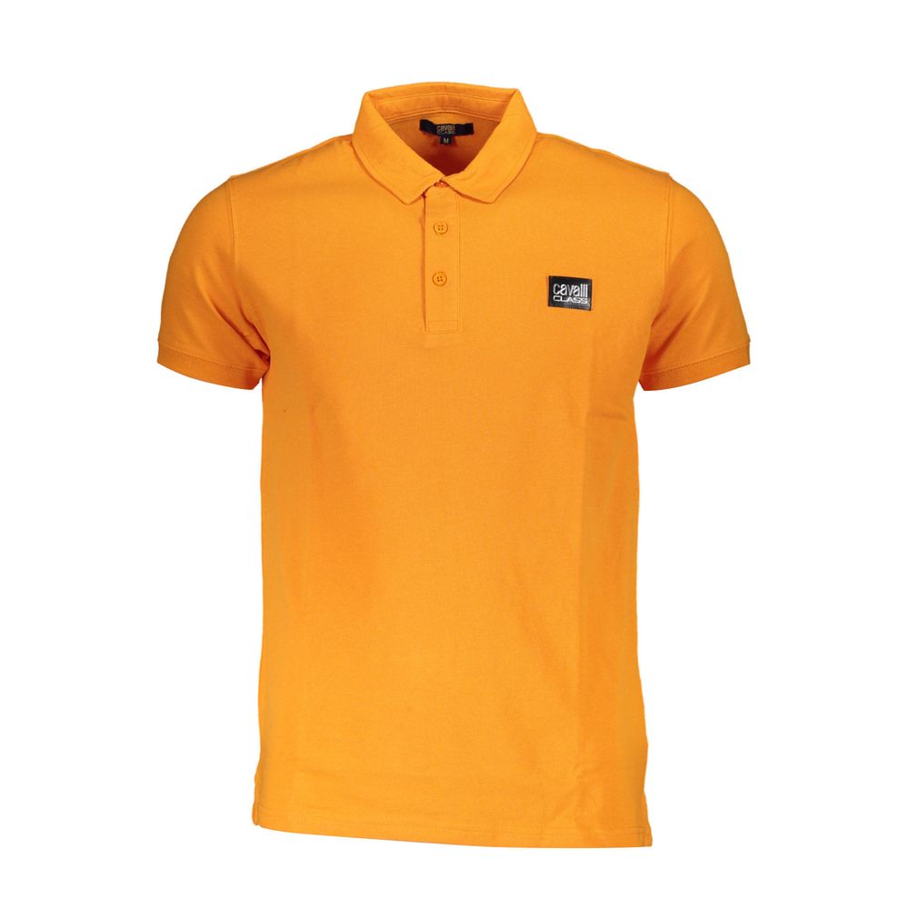 Tricou polo portocaliu din bumbac Cavalli Class