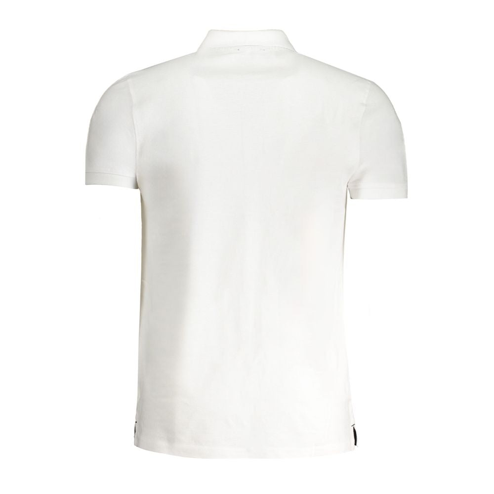 Tricou polo Cavalli Class alb din bumbac