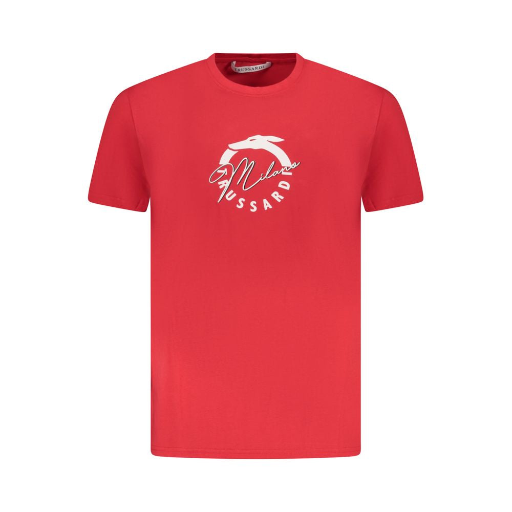 Trussardi Rotes Herren-T-Shirt aus Baumwolle