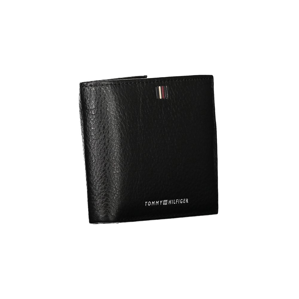Portofel elegant din piele neagră Tommy Hilfiger cu spațiu amplu de depozitare