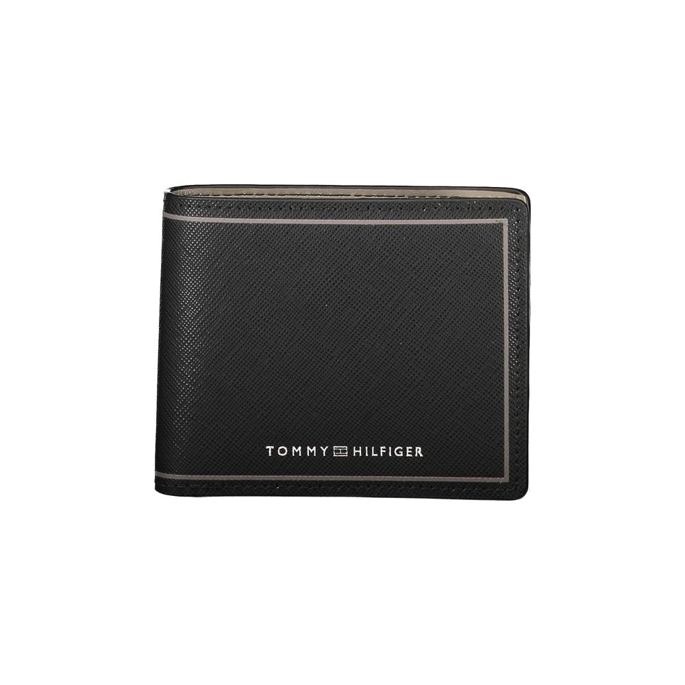 Portofel dublu din piele neagră Tommy Hilfiger pentru carduri